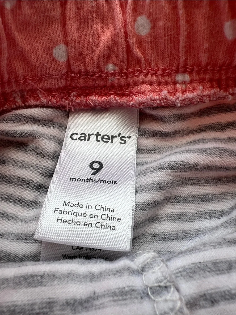 Carter's Coral Polka Dot Skirt with Gray Striped Leggings